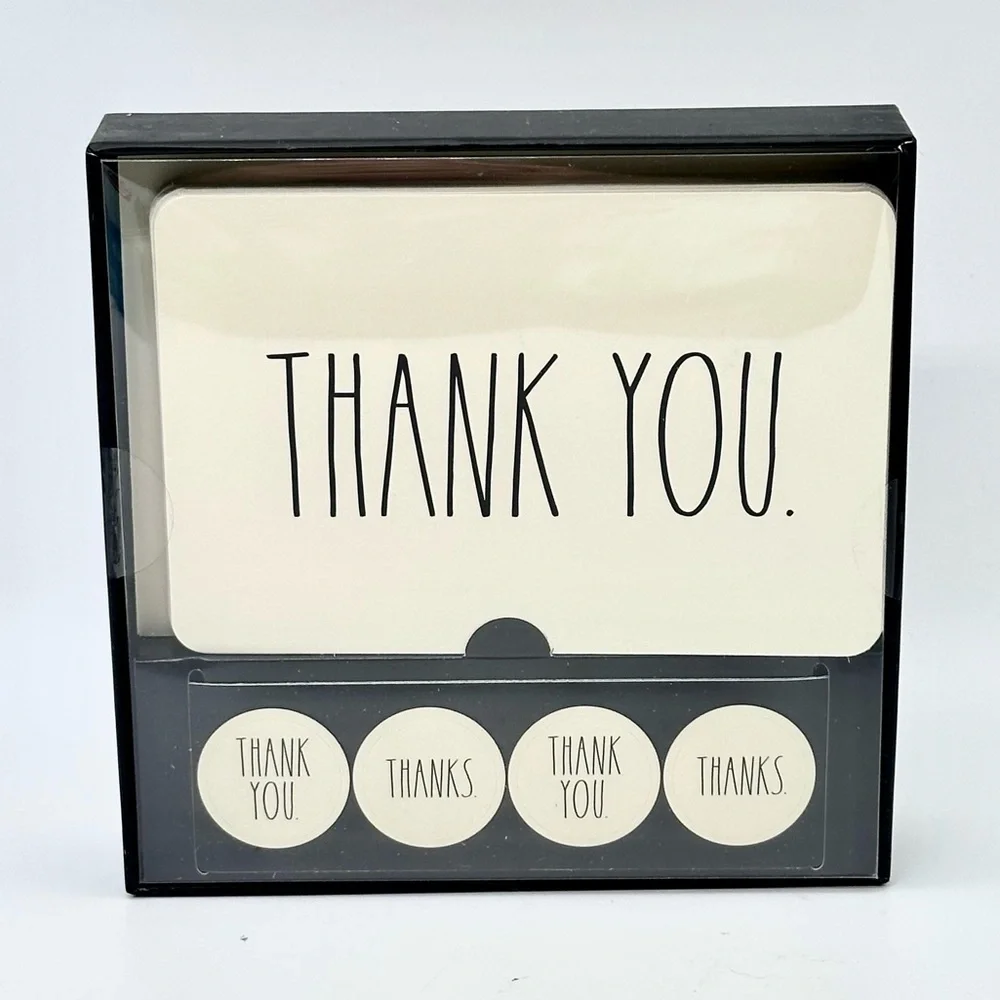 Rae Dunn THANK YOU. (White) Note Card Set with Envelopes and Stickers